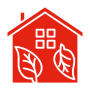 icona con casa e foglie