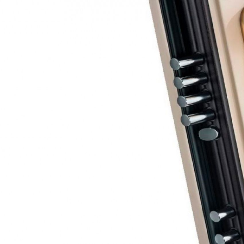 particolare di porta blindata sul sfondo biacno